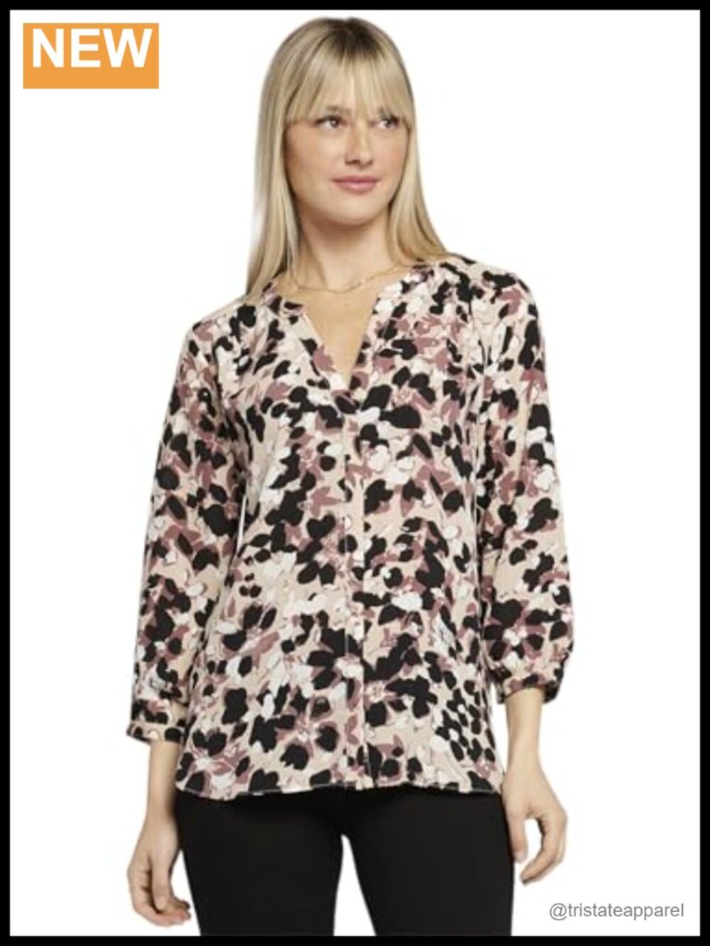 NYDJ Pintuck Blouse - Women's Long 3/4 Sleeve Button Front Sustainable